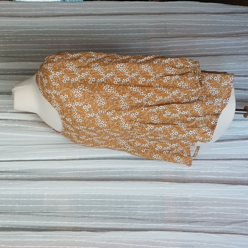 Matilda Jane Shay Ditsy Golden Mustard White Cotton Shirt Floral Peplum Top L - Picture 5 of 12
